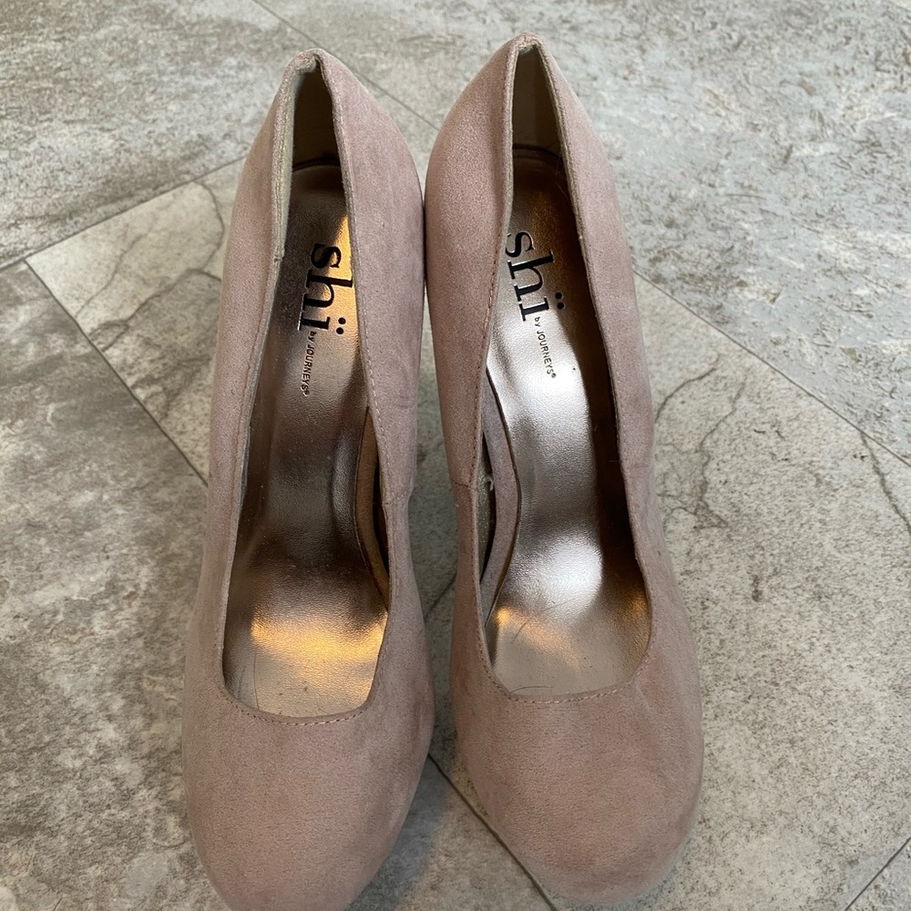 Pink Suede Shi Heels